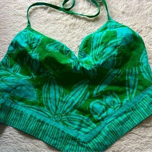 Free People Green Asymmetrical Crop Camisole